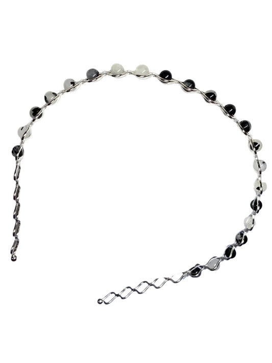 Black Tourmaline With Quartz Beaded Hair Band