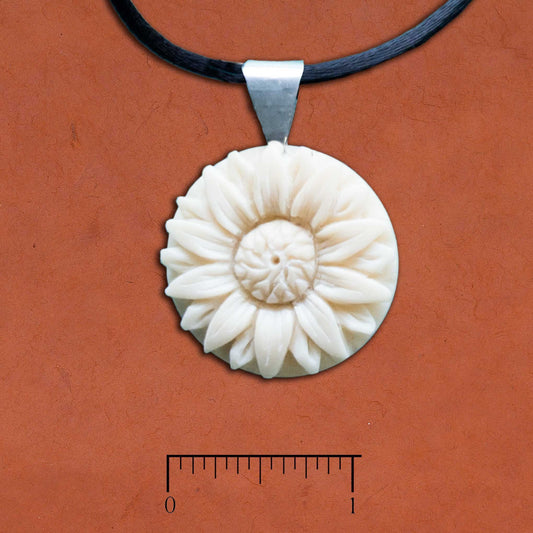 Tagua sunflower pendant (large)
