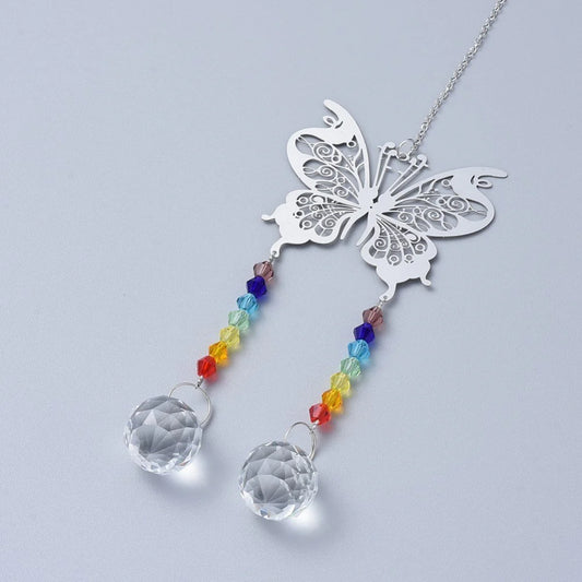 Chakra Double dangle Butterfly Suncatcher