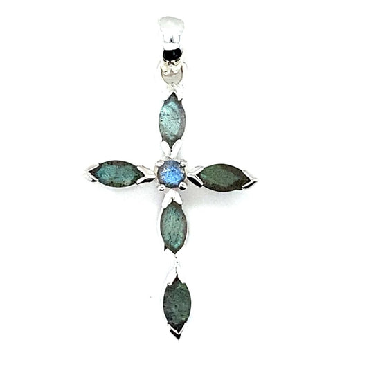 Labradorite Inspirational Cross Pendant