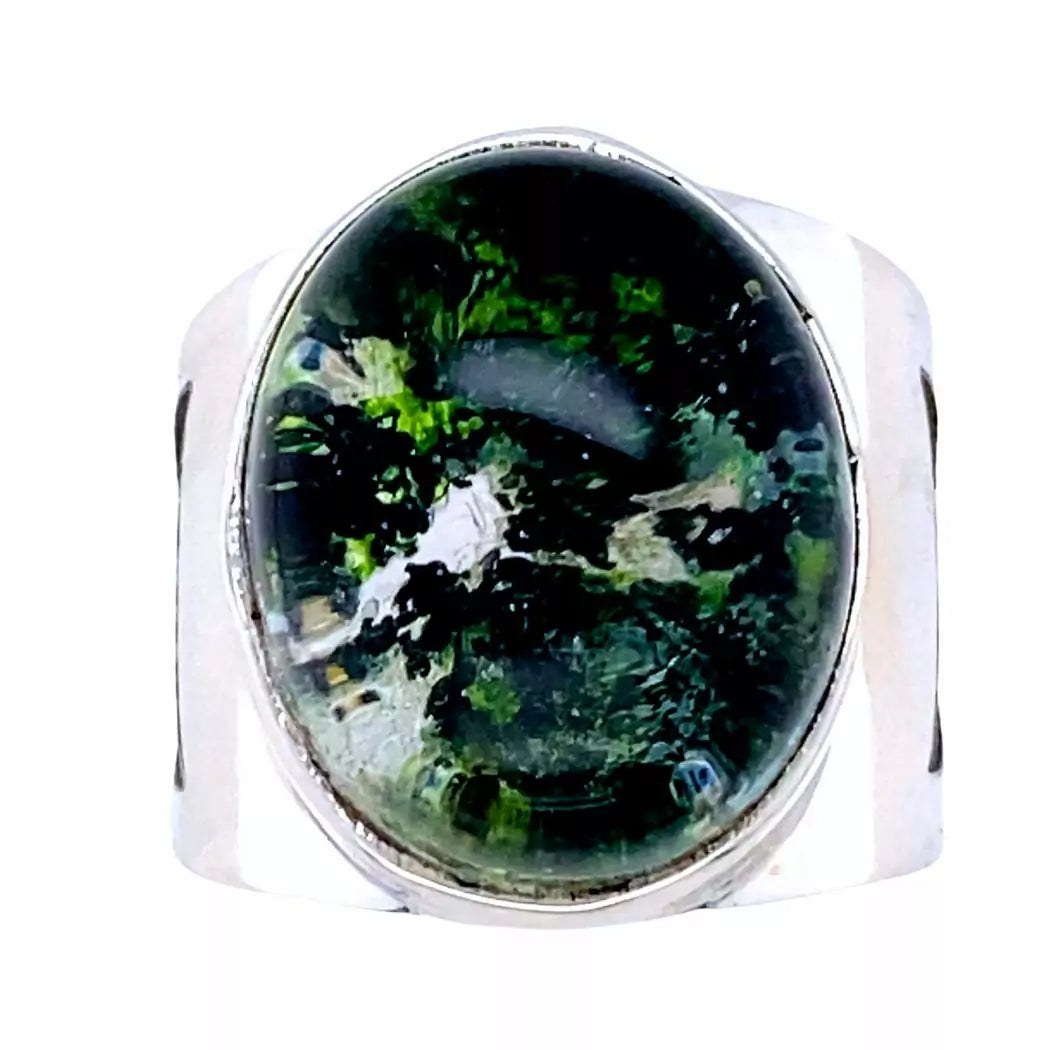 Lodolite Shaman’s Dreamstone Moonbeam Unisex Sterling Silver Ring