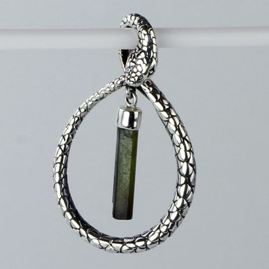 Black Tourmaline Oro Snake Charm Pendant