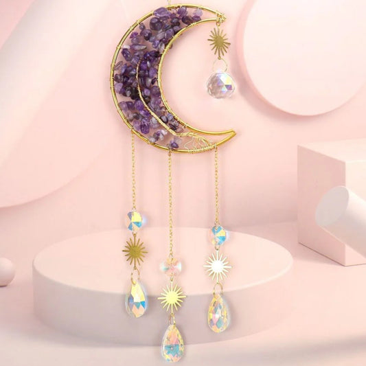 Moon w/Amethyst Tree Suncatcher