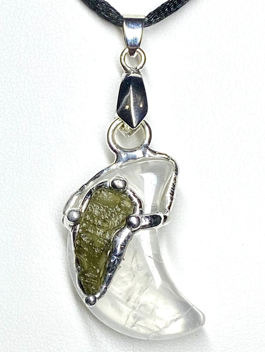 Moldavite Moon Necklace