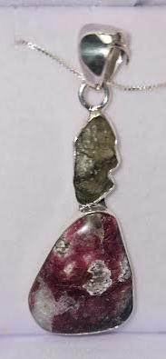 Moldavite Eudualyte  Sterling Silver Pendant