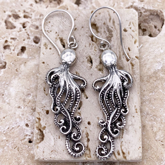 Octopus Sterling Silver Earrings