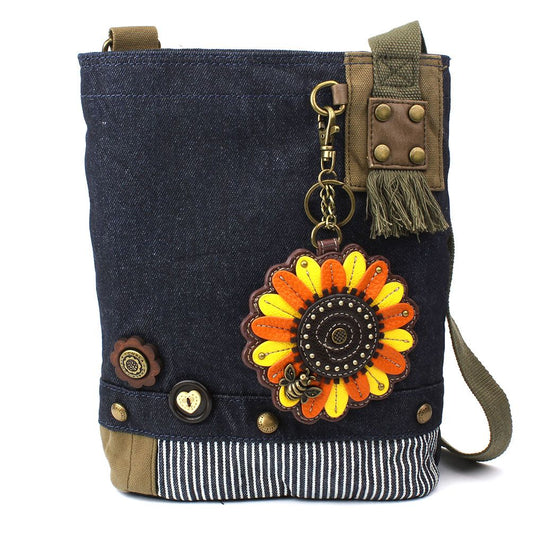 Patch Crossbody Sunflower Bag - Denim & Faux Leather