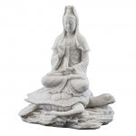 Quan Yin Rising from the Sea on Sea Turtle Statue in Marble Resin