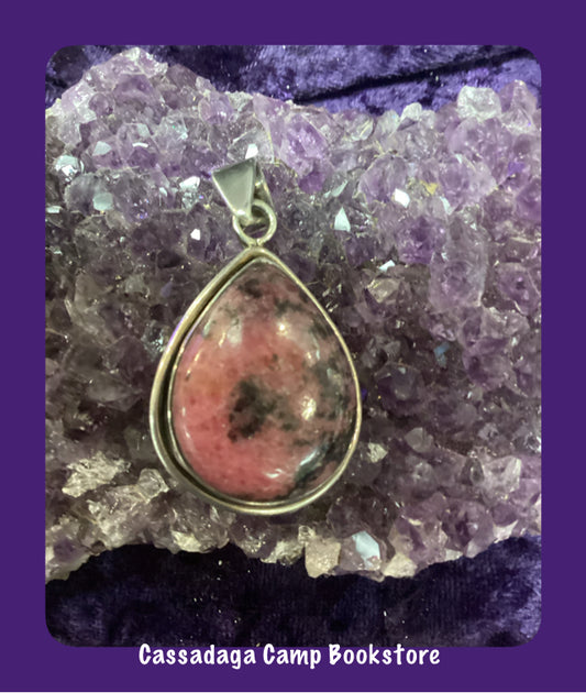 Sterling Silver Rhodonite Pendant Large