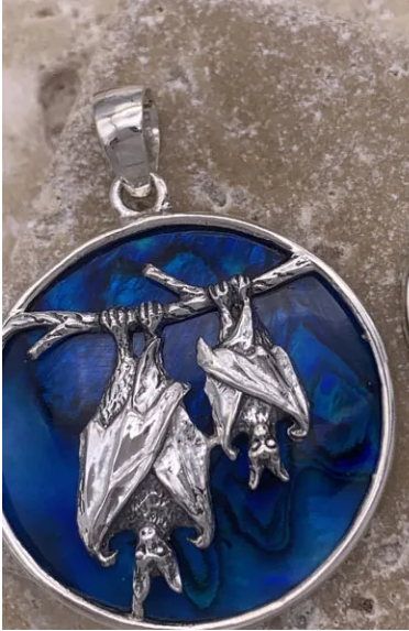 Bats Mini Pendant with Abalone Shell
