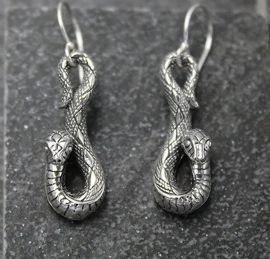 Sterling Silver Snake Earrings – A Symbol of Wisdom, Transformation & Renewal