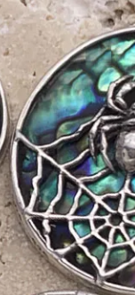Spider web 20mm Abalone Shell Pendant