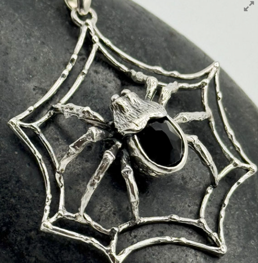 Spider Web Pendant with Gemstone Body