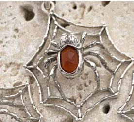 Spider Web Mini Pendant with Gemstone Body