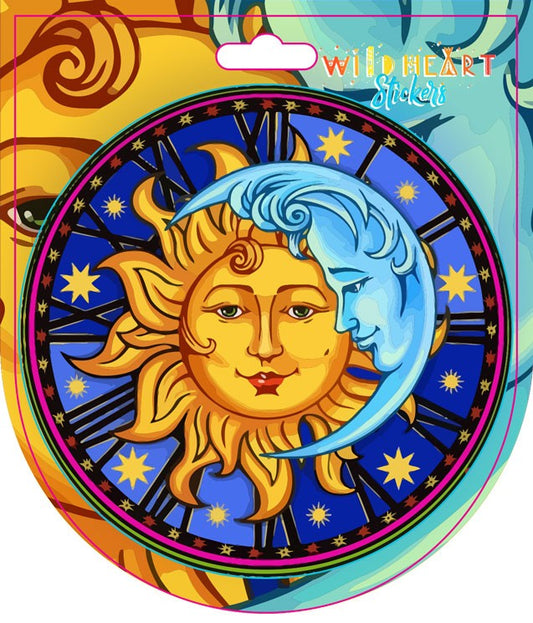 SUN MOON CLOCK WINDOW STICKER