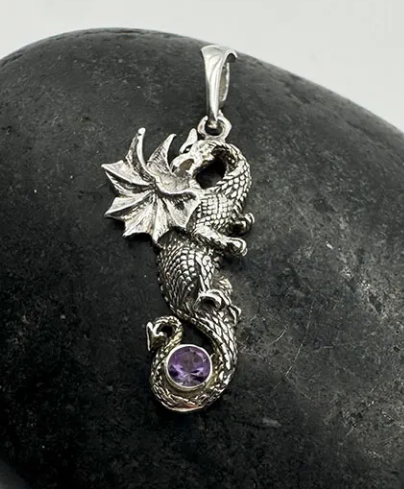 Dragon Guarding Stone Small Mini Pendant