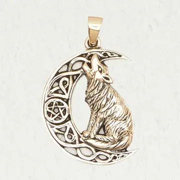 Bronze Pendant - Howling Wolf