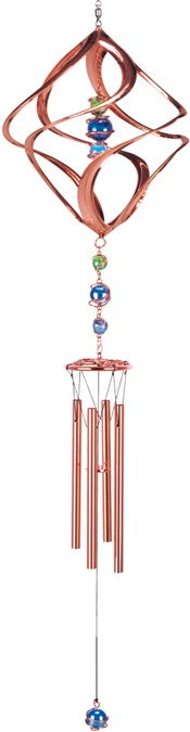 Spiral Copper And Gem Wind Chime