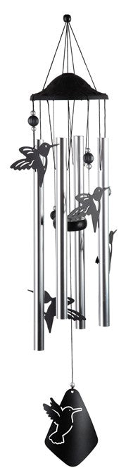 Hummingbird Silhouette Chandelier Windchime, 34" Long